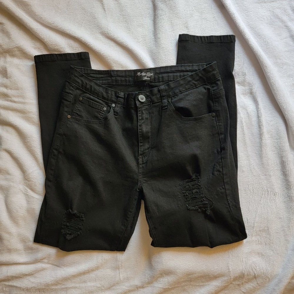 Monkey Ride Black Distressed Skinny Jeans Size 13